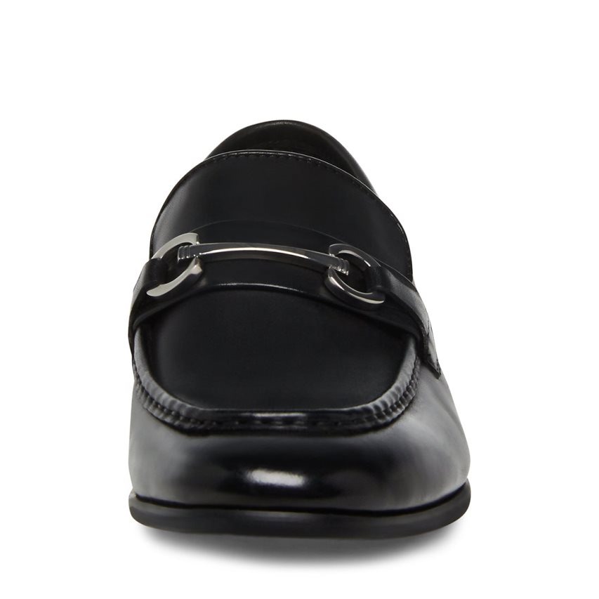 Black Steve Madden Philippe Leather Men's Loafers | PH 9734BOH